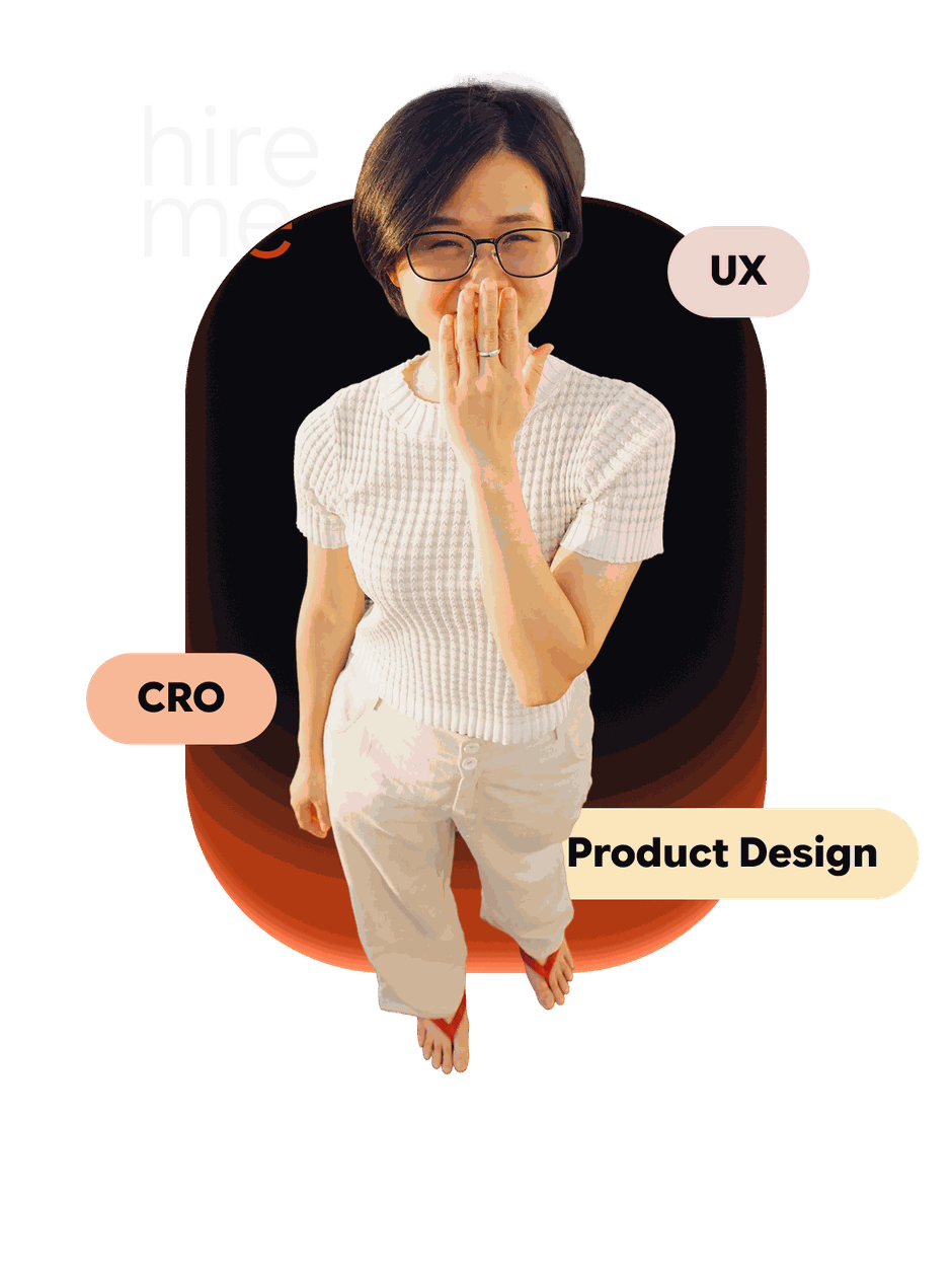 Hire me — Hakari with UX, CRO, and Product Design labels